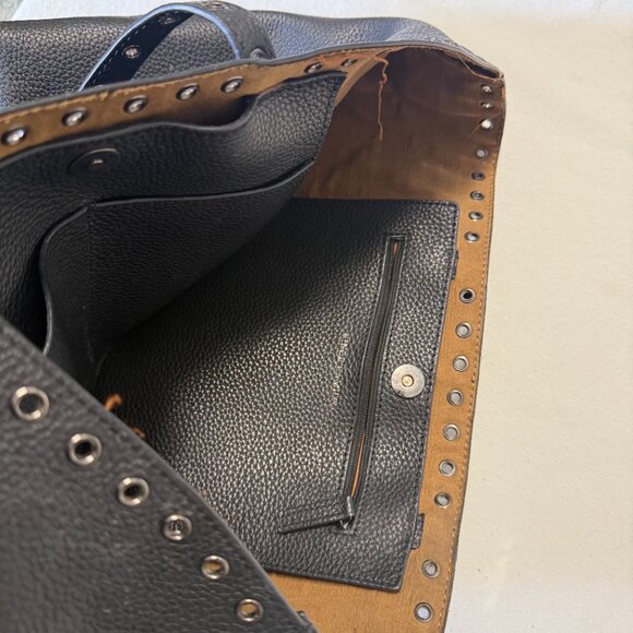 VINCE CAMUTO Areli Noir Stud Trim Leather Tote Bag - Picture 8 of 13
